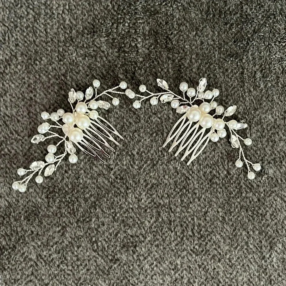 Pearl and rhinestone hair combs